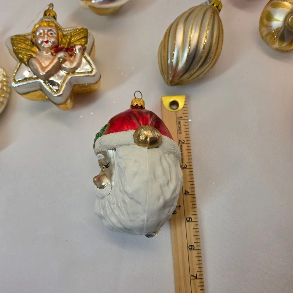 HM Christmas Ornaments Unisex OS Gold Silver NEW 9pc Vintage Style Glass Lot